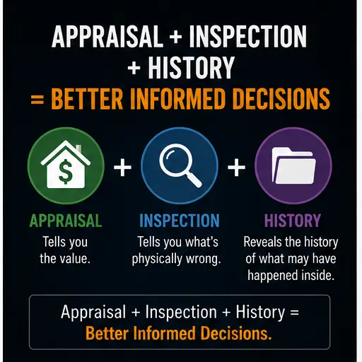 diagram of Appraisal + Inspection + House History = Better Informed Decisions